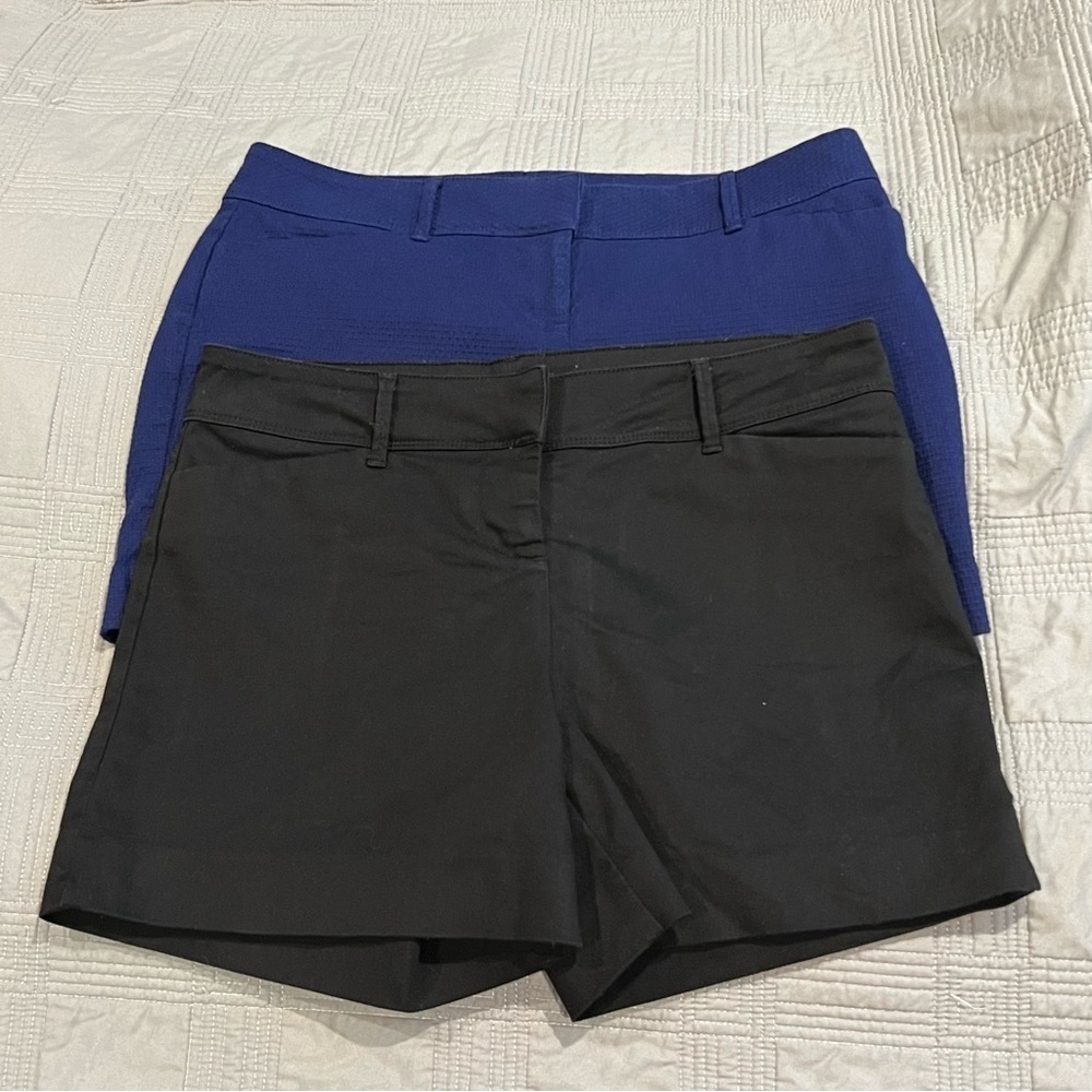 The Limited Womens Set of 2 Shorts Flat Front Chino Textured Blue Black Size 8